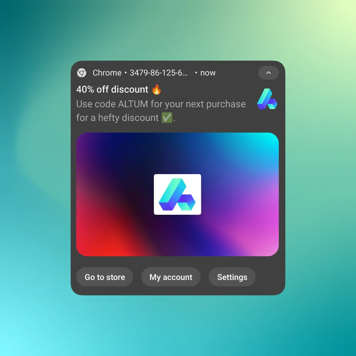 Screenshot der App, die Web-Push-Benachrichtigungen sendet