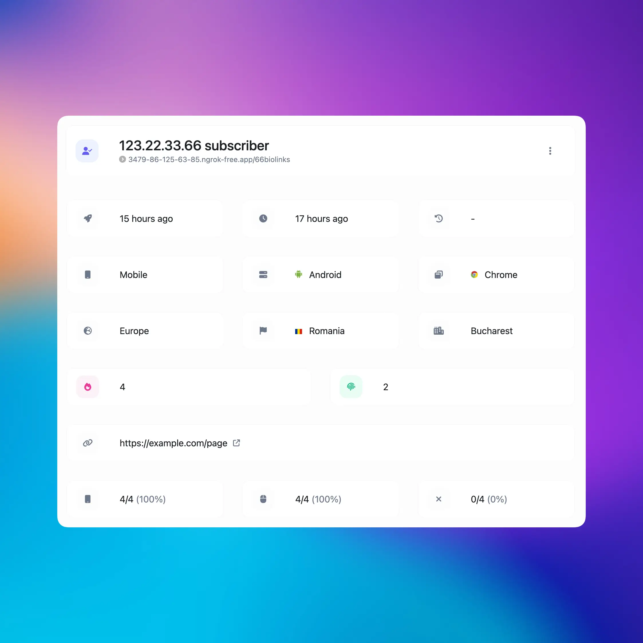 Screenshot der Abonnentenverwaltungsseite der App